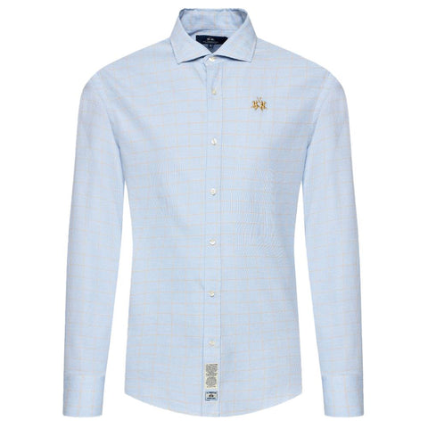La Martina Light Blue Cotton Men Shirt-La Martina-S-Urbanheer