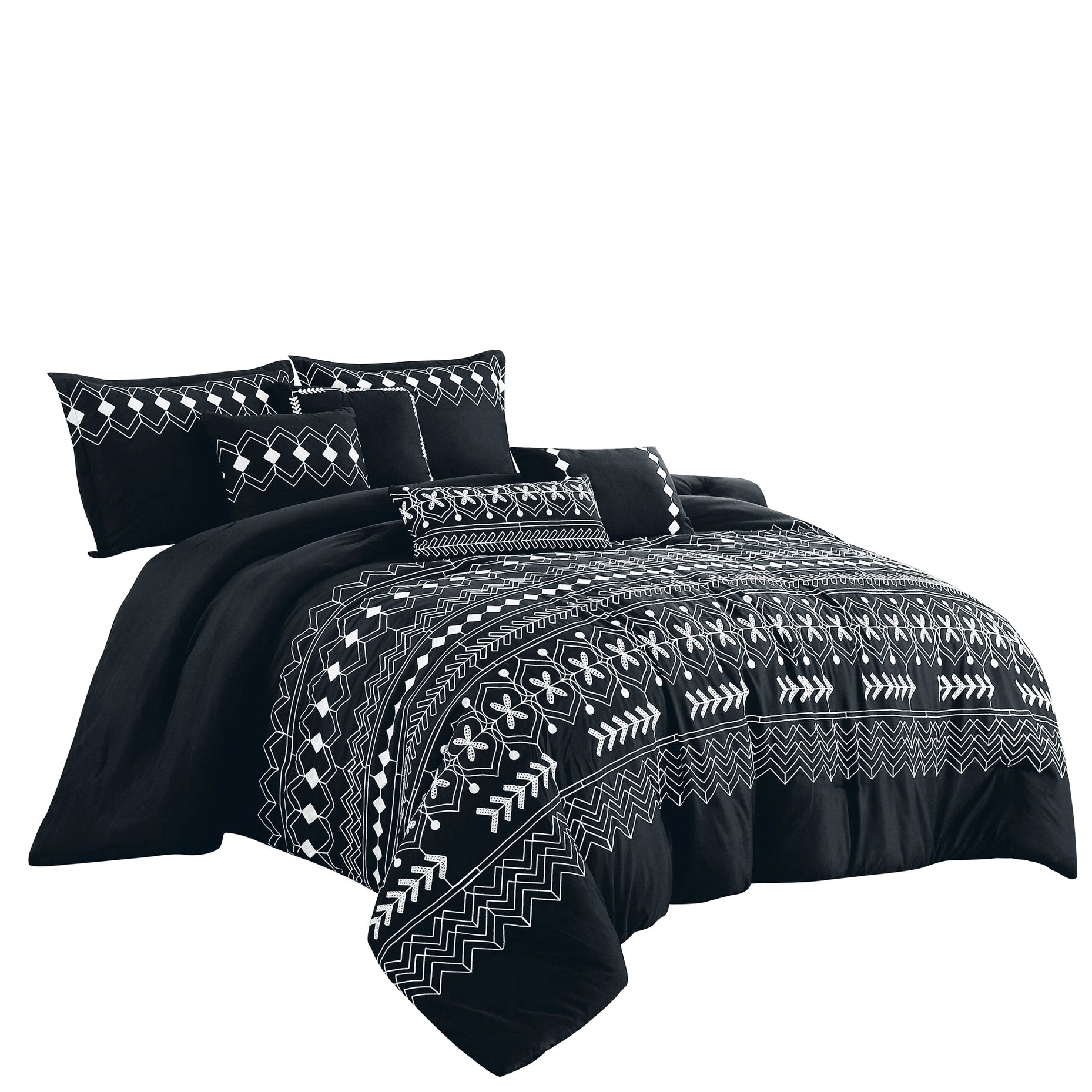 Southwestern Black Aztec Comforter Set-Linen Mart-King-Urbanheer