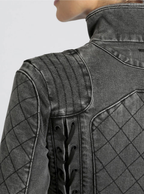 Denim Moto Jacket - Charcoal