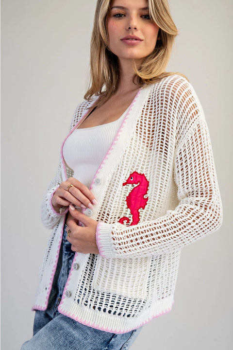 Coastal Inspired Open Knit Cardigan