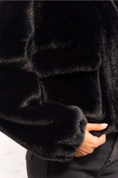 Synthetic Fur Jacket with Patch Pockets