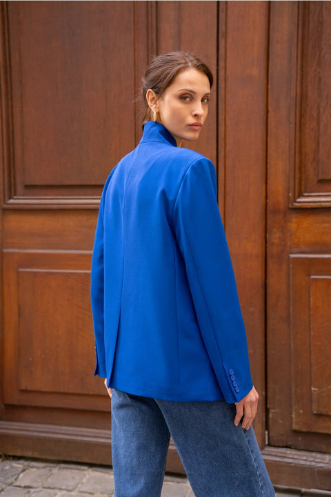 Timeless Structured Jacket with Fold-Down Officer Collar