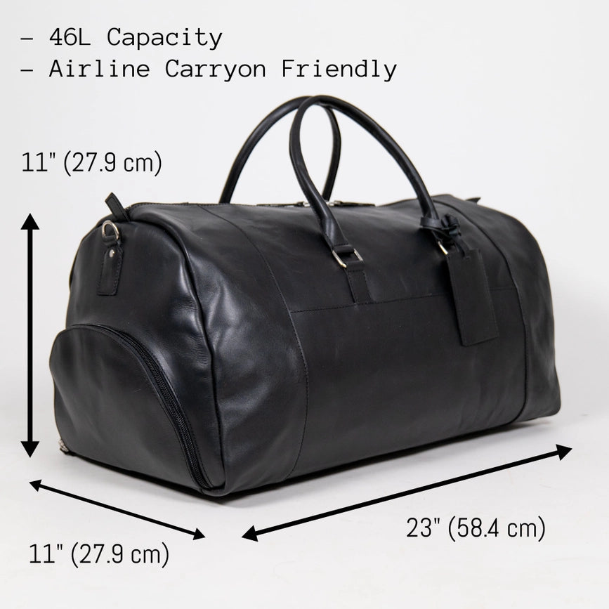 46L Weekender Duffle with Shoe Compartment-Bags-Hides-23 x 11 x 11 in (58.4 x 27.9 x 27.9 cm)-Brown-Urbanheer
