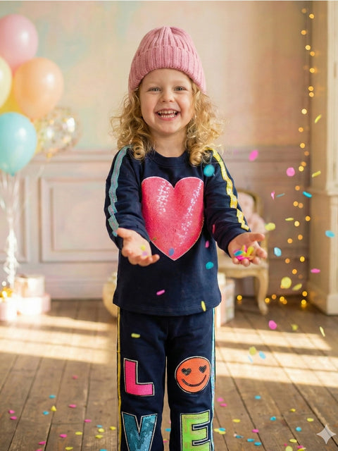Long Sleeve Top with Heart Trim