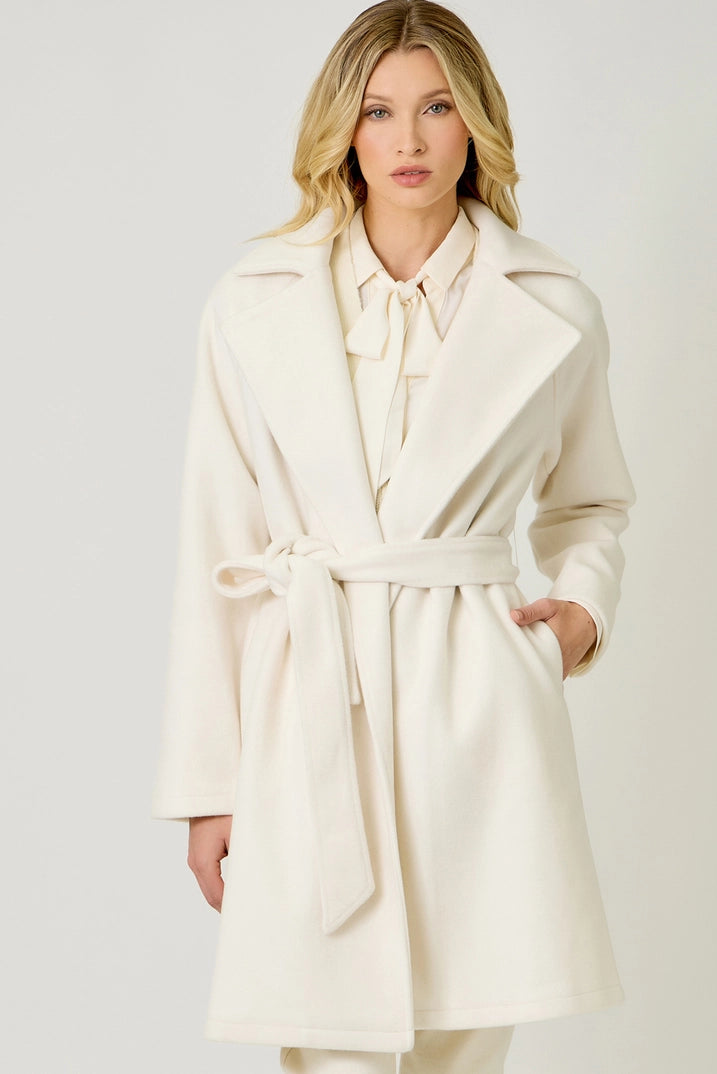 Lapel Collar Robe Coat  Snow White