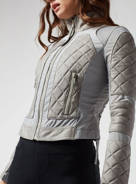 Vintage Mesh Moto Jacket - Grey