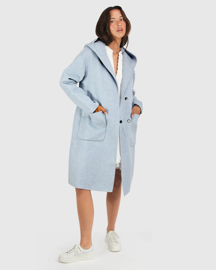 Walk This Way Wool Blend Oversized Coat - Light Blue-COAT-Belle & Bloom-XS-Urbanheer