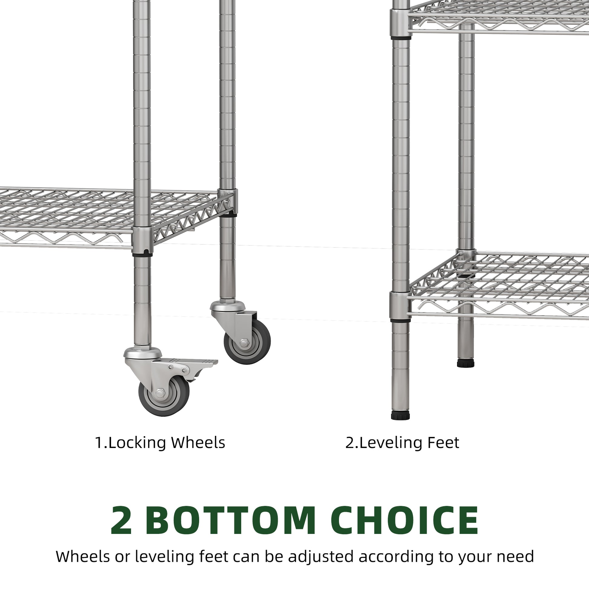 47''W x 24''D x 72''H 5 Tier Heavy Duty Adjustable Kitchen Shelving Unit, Wire Storage Shelves with-UH Decor-Default-Urbanheer