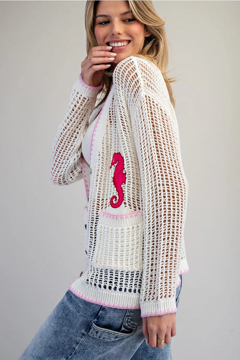 Coastal Inspired Open Knit Cardigan