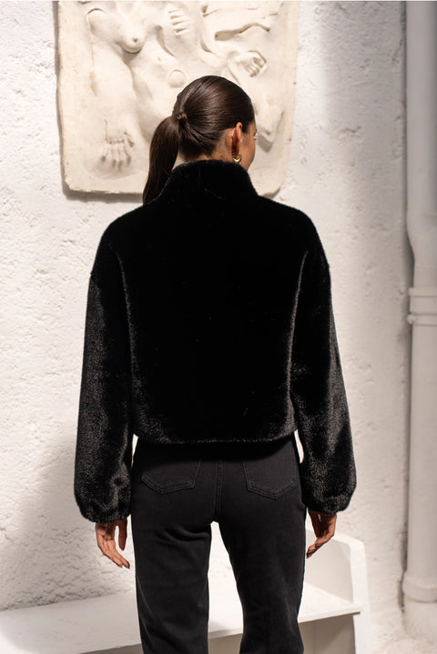 Synthetic Fur Jacket with Patch Pockets
