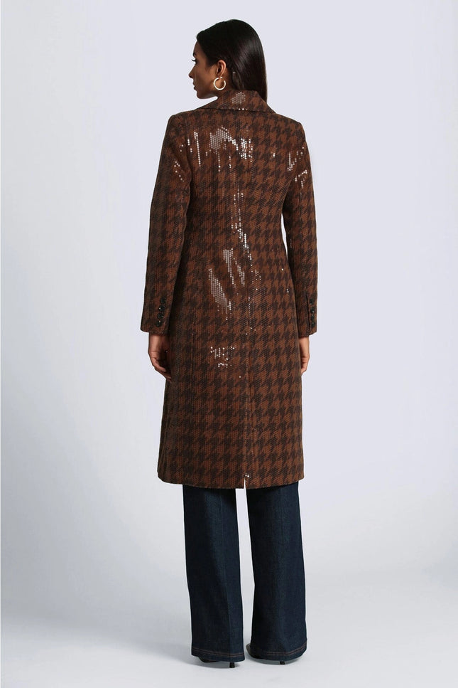 Sequin Houndstooth Tailored Coat-Avec Les Filles-Urbanheer