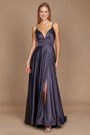 Charcoal Spaghetti Strap Prom Long Formal Gown Wholesale-Dylan & Davids-8-Charcoal-Urbanheer