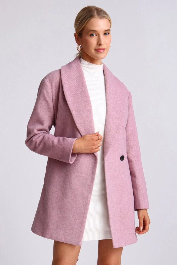 Wool Blend Belted Shawl Collar Peacoat Light Purple-COAT-Avec Les Filles-Light Purple-S-Urbanheer