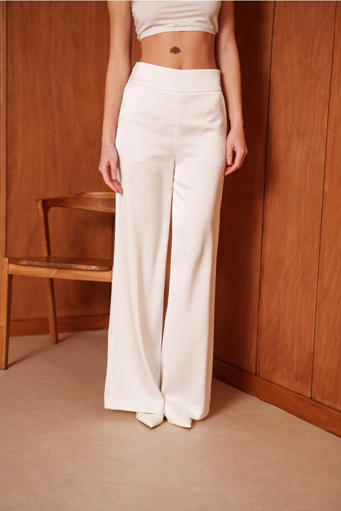 High-Waisted Wide Satin Pants