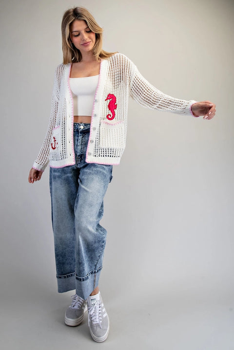 Coastal Inspired Open Knit Cardigan