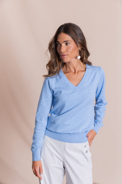 ROSE relaxed-fit jumper with a V-neck.