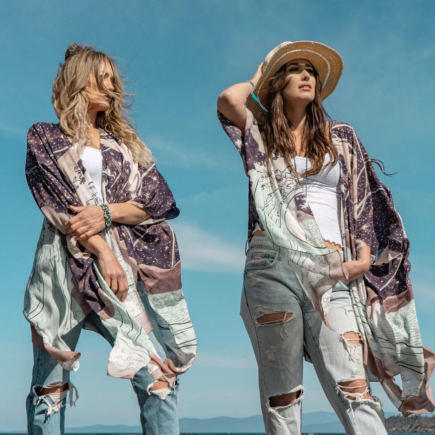 Moonstruck Starduster Bamboo Bohemian Kimono-Kimonos-Market of Stars-length 92cm-Urbanheer