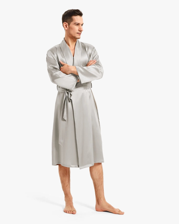 Smooth Silk Robe Cilver Gray-Robe-MommeSilk-XS-Urbanheer