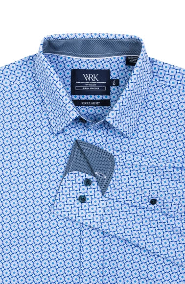 Regular Fit Geo Print Dress Shirt-W.R.K-15-Blue-Urbanheer