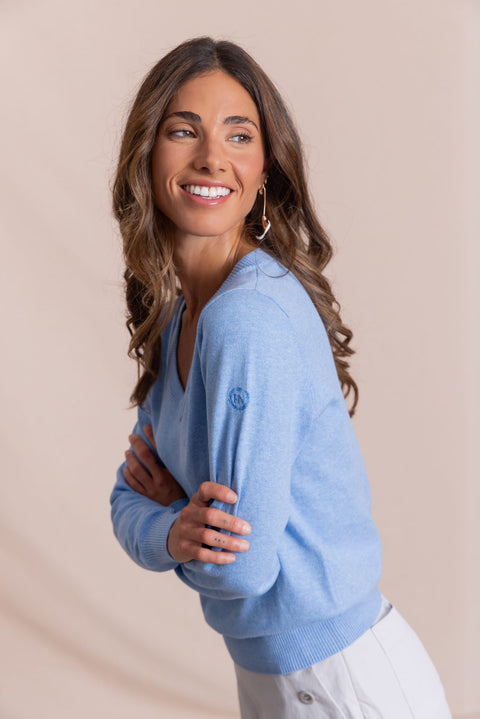 ROSE relaxed-fit jumper with a V-neck.