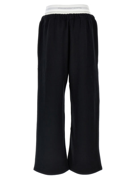 T By Alexander Wang Wide Leg W/ Logo Elastic Exposed Brief Joggers