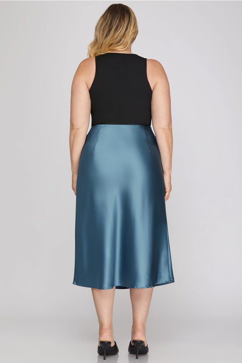 Satin Bias Midi Skirt Plus size