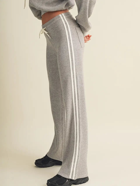 Side Stripe Cozy Waffle Knit Pants