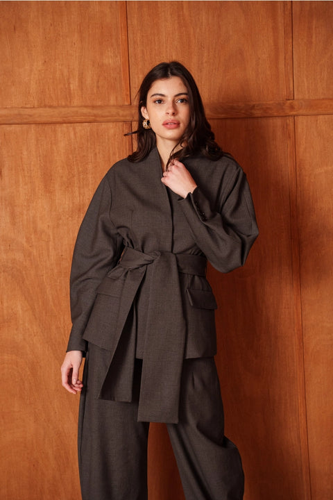 Ori Belted Kimono-Style Jacket