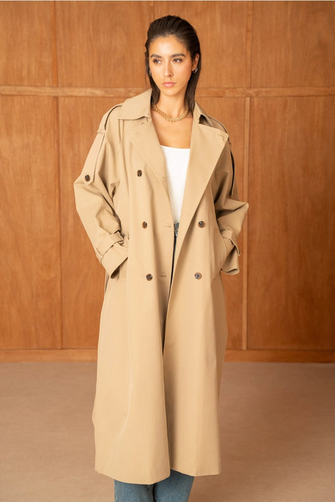 Utility Oversized Long Double-Breasted Trench