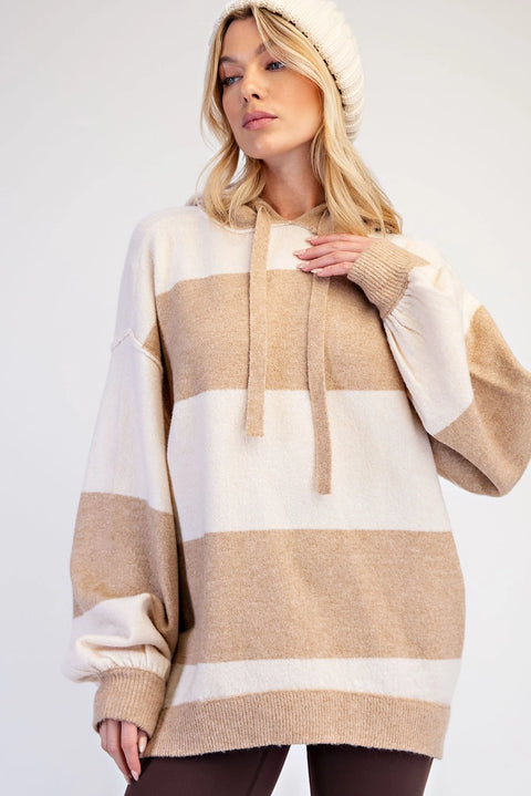 Striped Oversized Hoodie Sweater