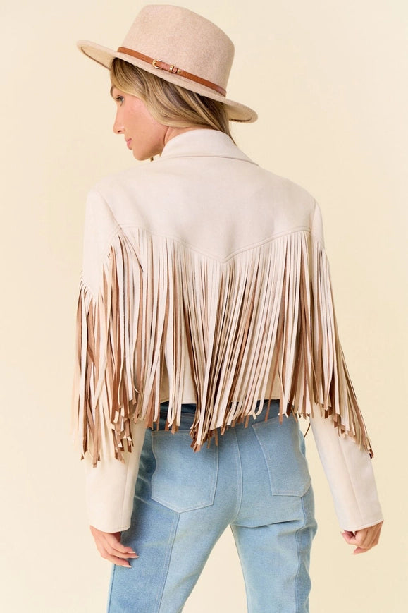 Cream Multi Color Fringe Open Front Jacket-Jacket-Saints & Hearts-S-Urbanheer