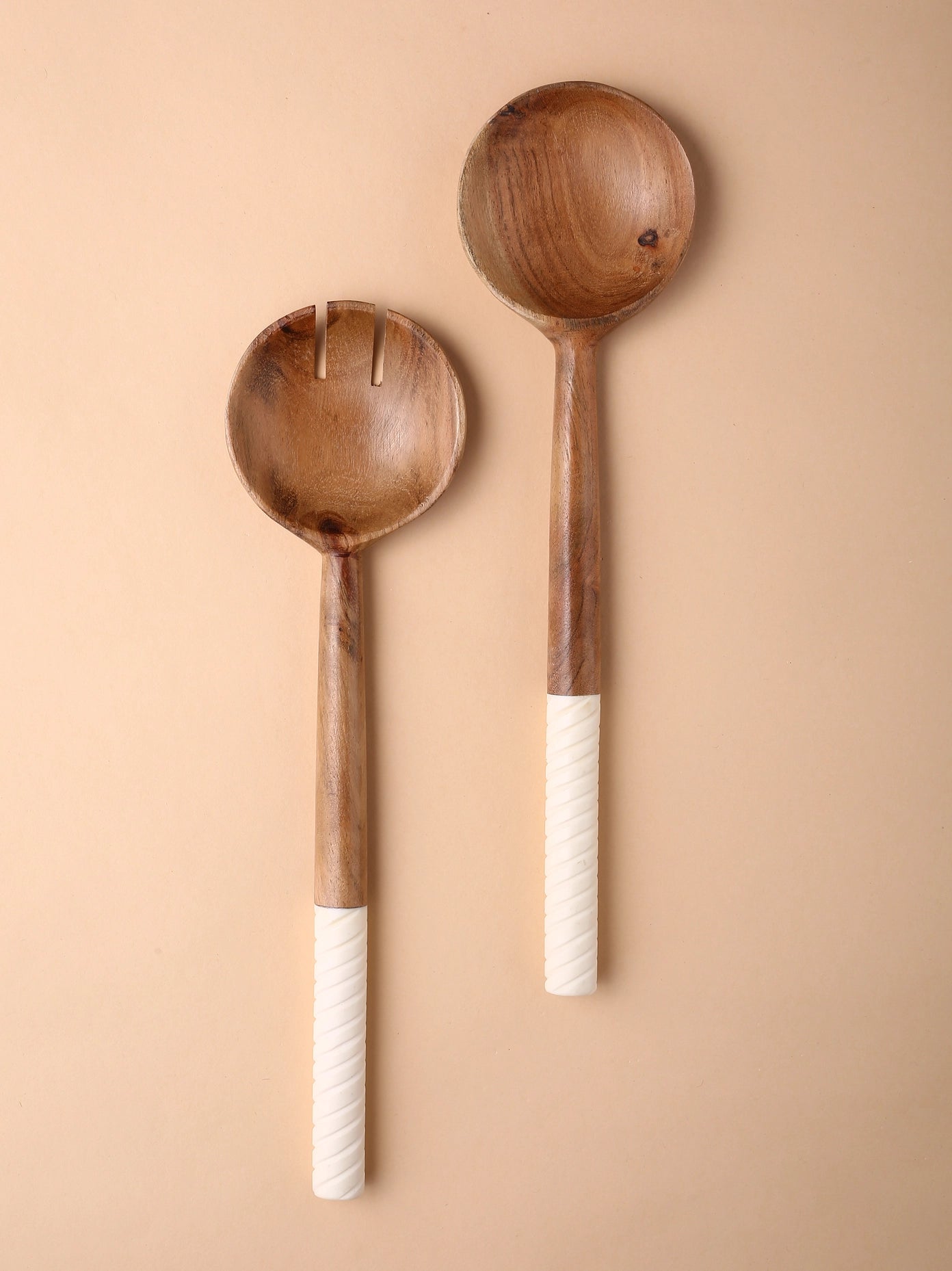 Resin & Wood Salad Server 2- Piece Set-Tiramisu-Urbanheer