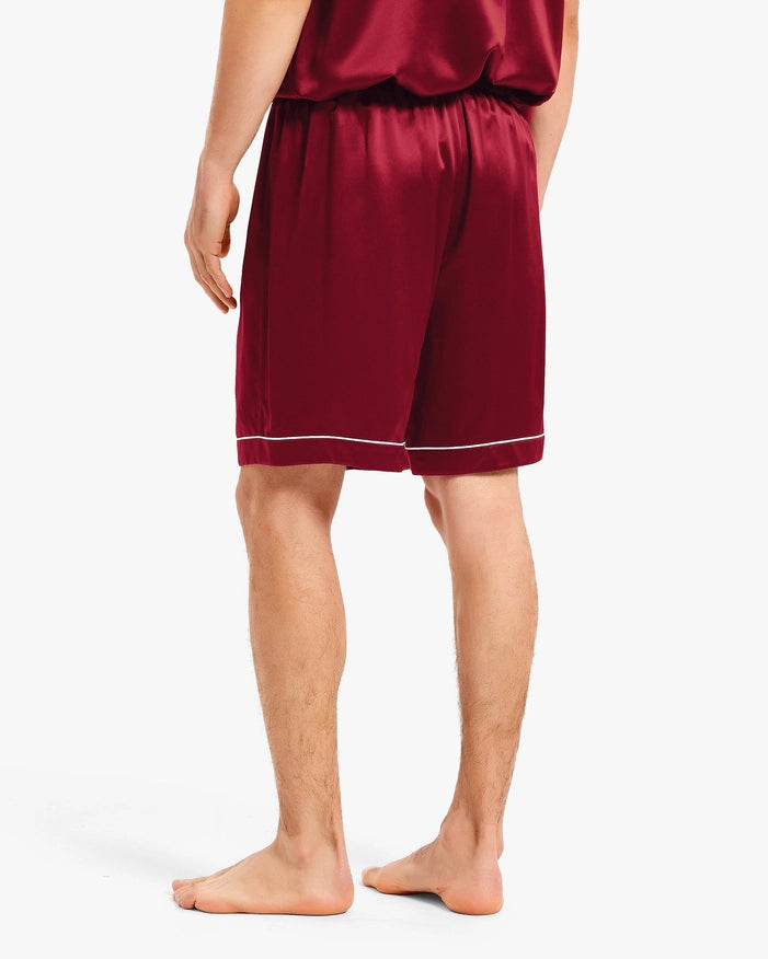 Piped Silk Short Pajamas Claret-Sets-MommeSilk-XS-Urbanheer