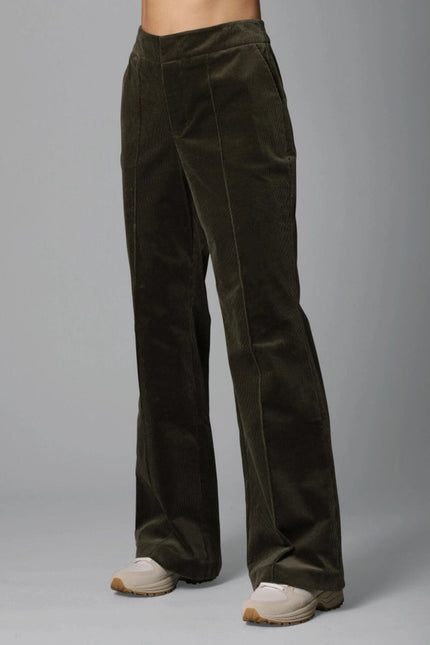 Stretch Corduroy Flare Trouser Spanish Moss-TROUSERS-Avec Les Filles-Urbanheer