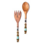 Embellished Wooden Salad Server 2- Piece Set-Tiramisu-Urbanheer