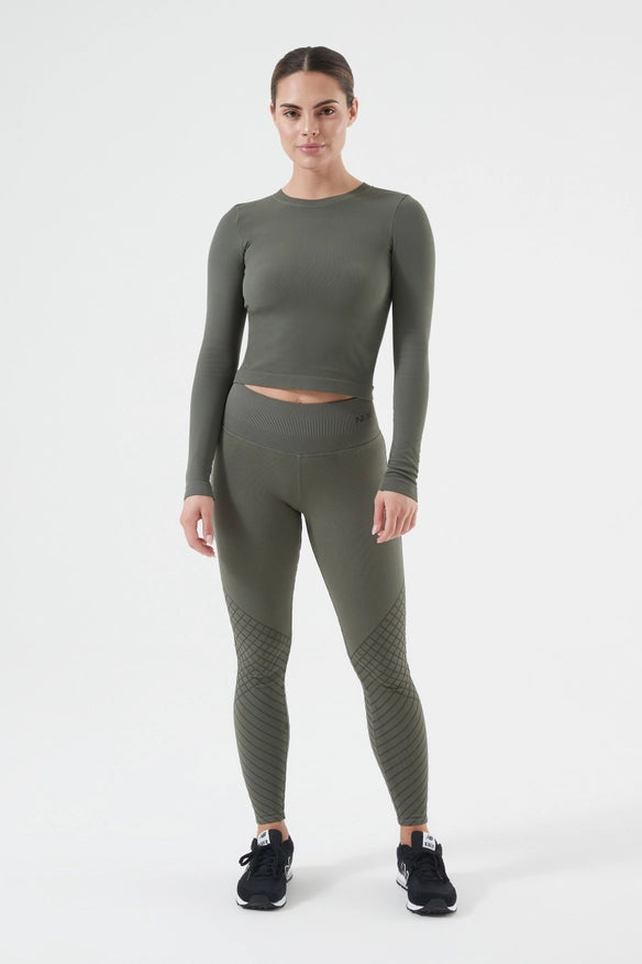 Rib Seamless Longsleeve Evergreen-Long Sleeve Tops-Nux Active-S-Urbanheer