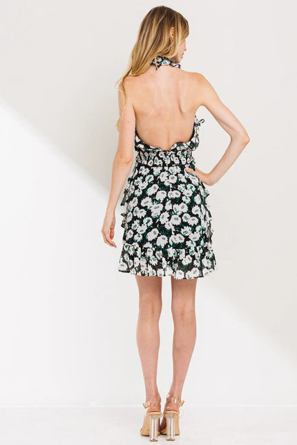 Ruffle Detail Backless Mini Dress-Clothing - Women-Neon Blush-Urbanheer