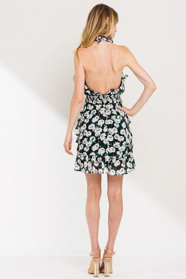 Ruffle Detail Backless Mini Dress-Clothing - Women-Neon Blush-Urbanheer