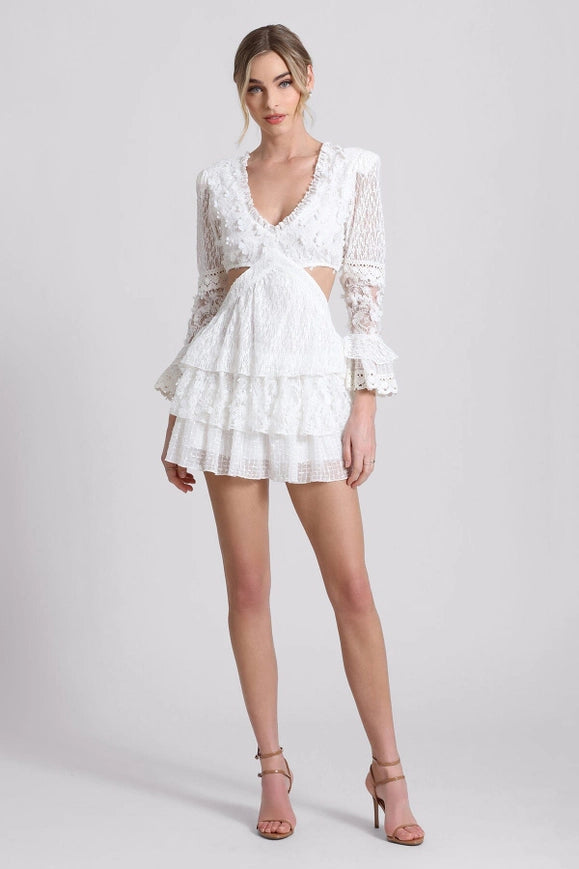 Lace Cut-Out Tiered Mini Dress-dress-Avec Les Filles-Urbanheer