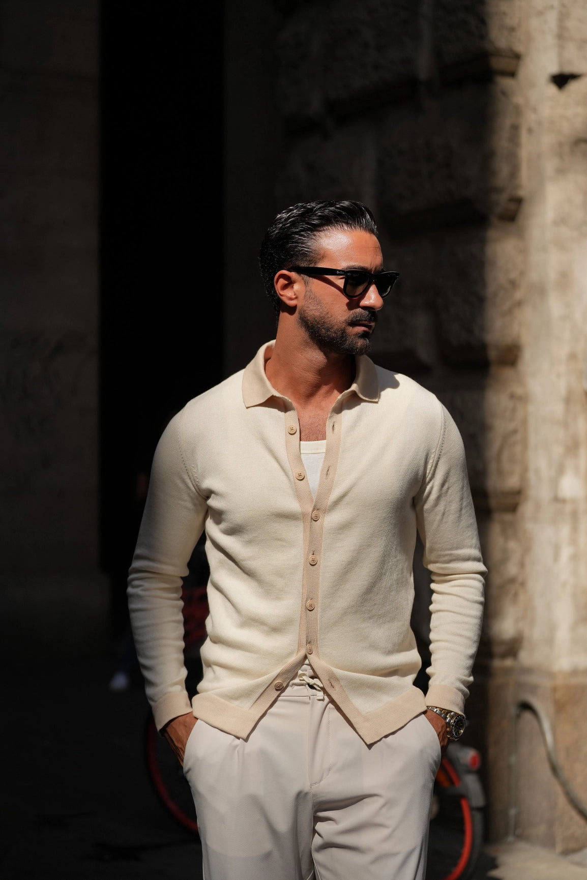 Off White & Cream Polo Cardigan-Clothing - Men-Donato-S-Urbanheer