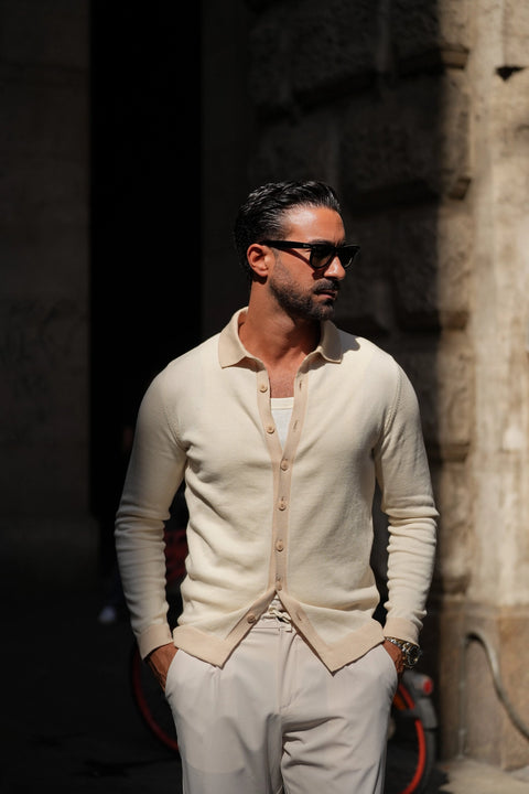 Off White & Cream Polo Cardigan-Clothing - Men-Donato-S-Urbanheer