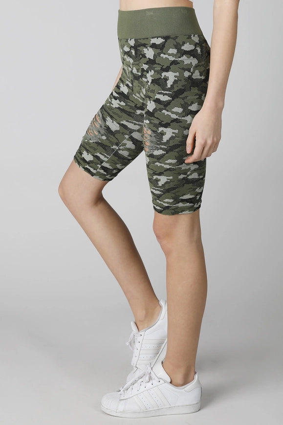 Camo Biker Shorts-Shorts-NIKIBIKI-Camo Olive-Urbanheer