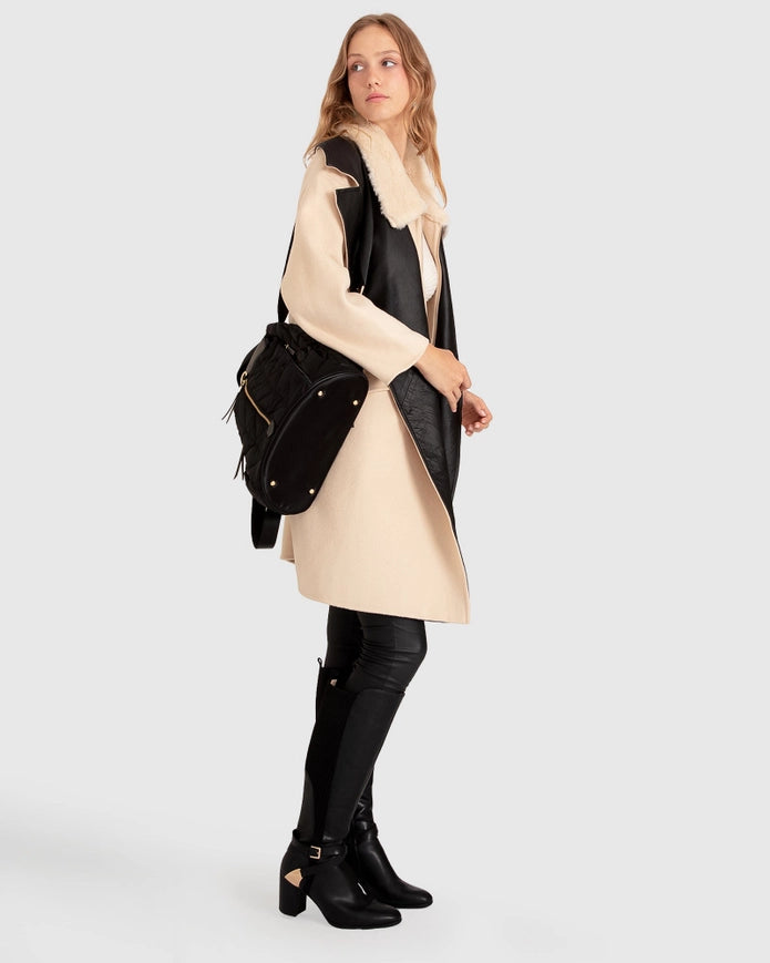 Watch Me Go Oversized Leather Trimmed Coat - Pale Oat-COAT-belle & bloom-XS-Urbanheer