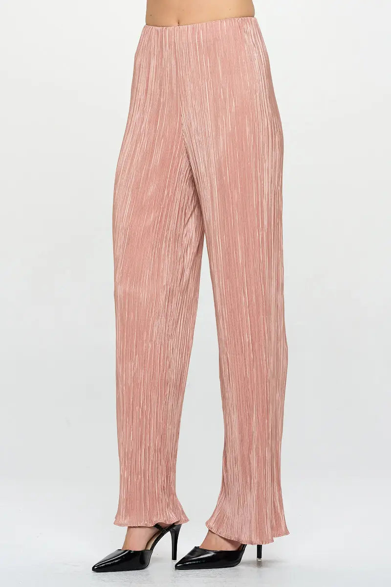 Vibrant Plisse Straight Leg Pants-Clothing - Women-Renee C.-S-Urbanheer