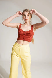 Top With Cups In Alcantara Mattone-TOP-Nicole Baratta-XS-Urbanheer