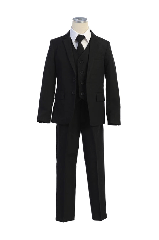 5 Piece Slim Fit Boys Suit Set-Boy Set-Sweet Kids, Inc.-S-Black-Urbanheer