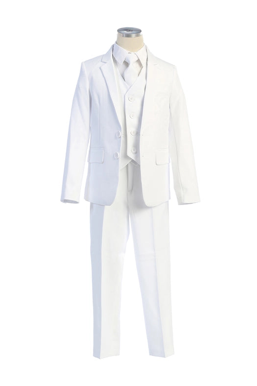5 Piece Slim Fit Boys Suit Set-Boy Set-Sweet Kids, Inc.-S-White-Urbanheer