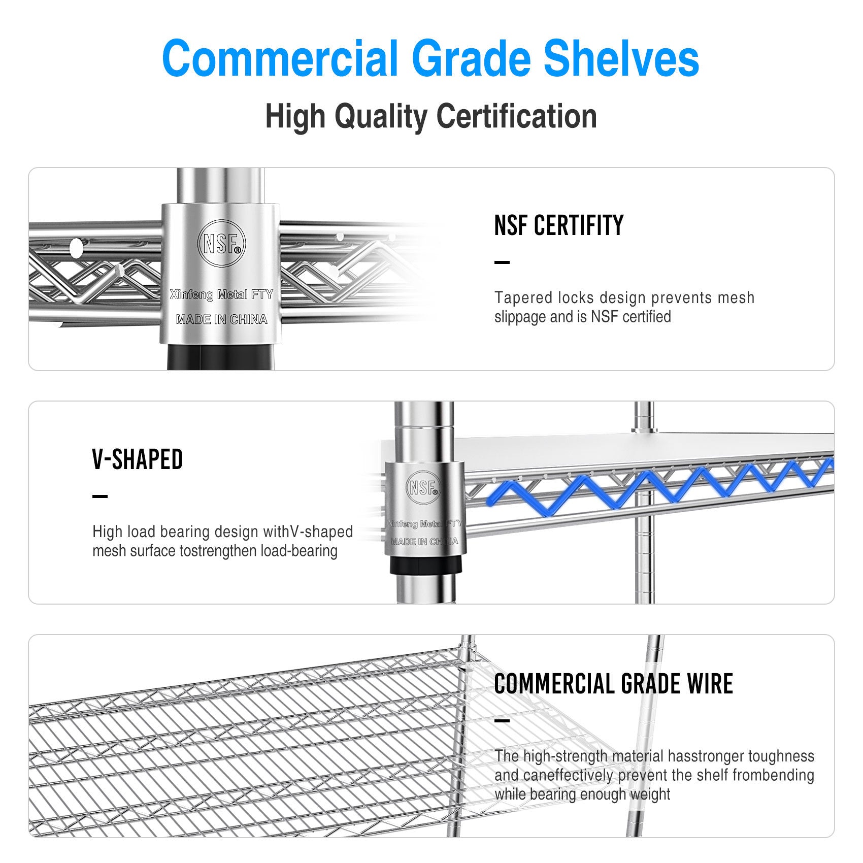 5 Tier 6000lbs Heavy Duty Adjustable Storage Rack Metal Shelf Wire Shelving Unit with Wheels & Shelf-UH Decor-Default-Urbanheer