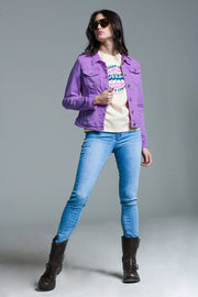Slim Denim Trucker Jacket In Lilac-Jacket-Q2-S-Lilac-Urbanheer