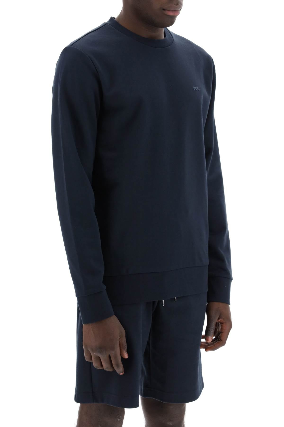 Boss french terry crewneck sweatshirt Blue-sweatshirt-Hugo-S-Urbanheer